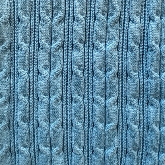 St. John’s Bay Baby Blue Cable Knit Cotton Sweater Small Petite - Picture 4 of 10